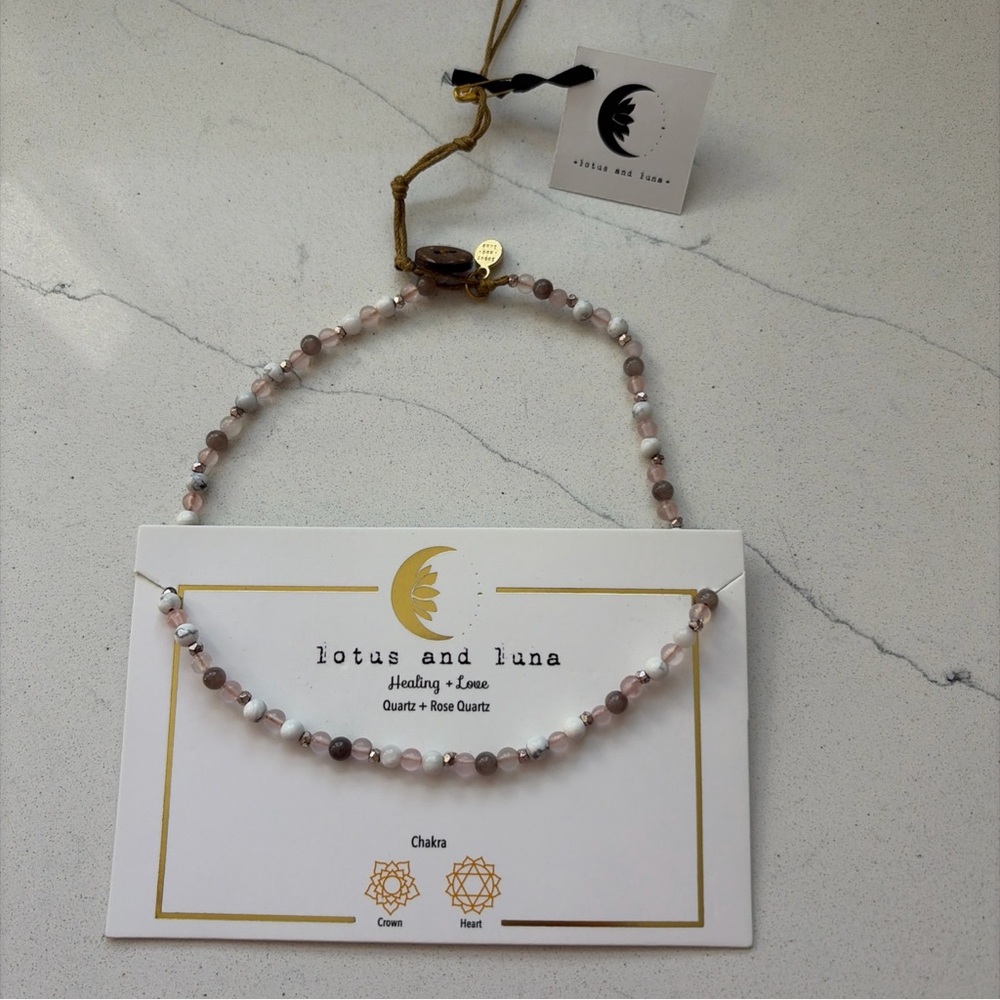Lotus and Luna Chakra Necklace for Women - Healing Quartz